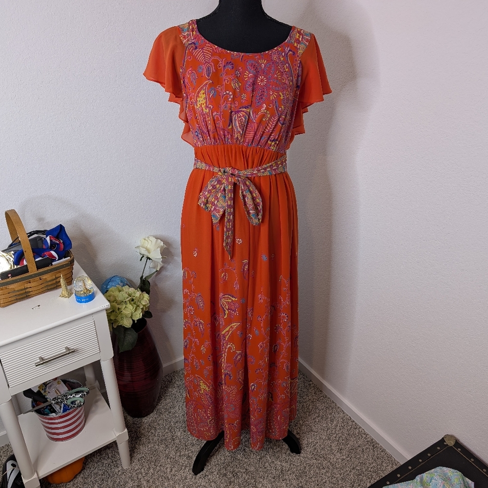 💘 Anthropologie Maeve NWOT blushed paisley Boho maxi floral cape dress, 00P - Picture 3 of 7